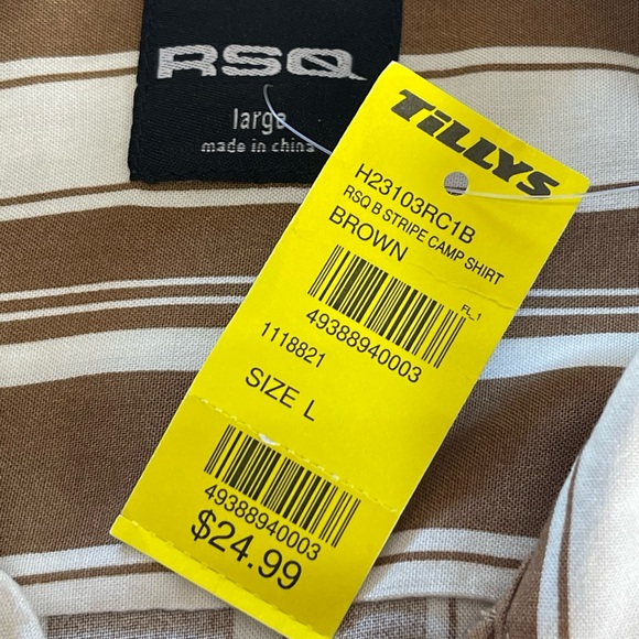 Tillys RSQ Women’s Stripe Camp Shirt Short Sleeves Size Large - Picture 3 of 8